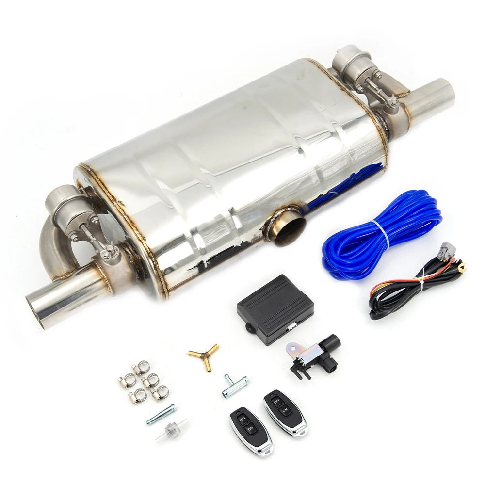 Universele T-vorm Uitlaatdemper Dubbele Uitlaat Eén Inlaat Dump Valve Uitlaat Uitsparing Met Afstandsbediening Set 51MM 63MM 76MM