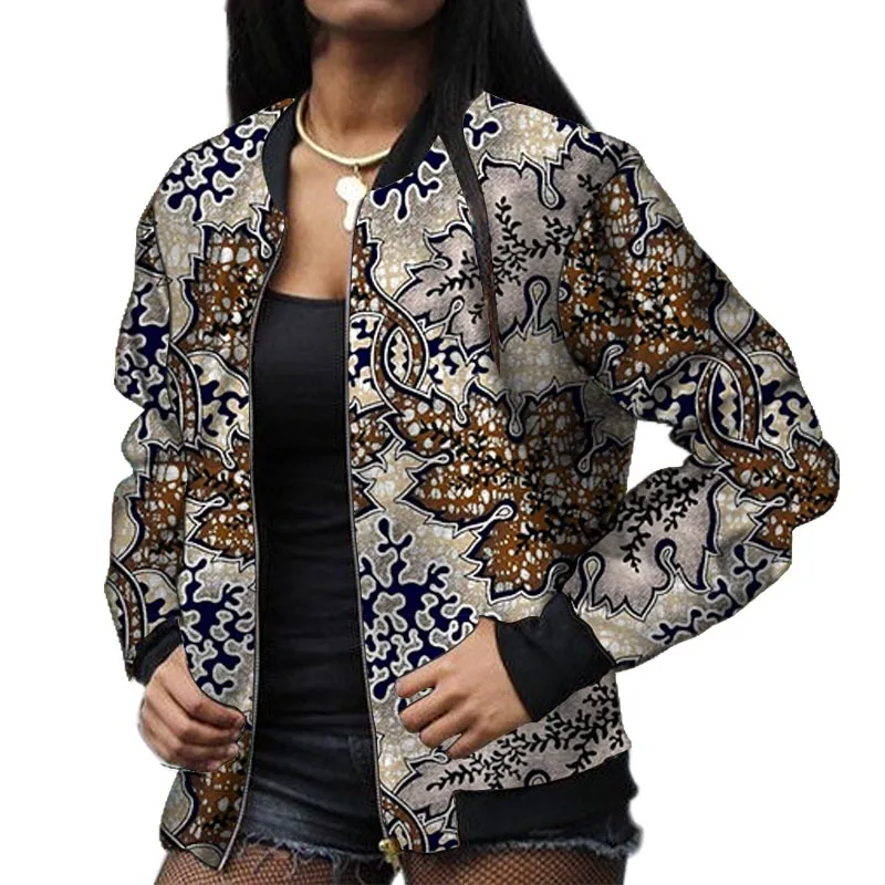 التصميم الأصلي طباعة المرأة Bomber الستر الأفريقي كوتور أنيقة الشارع نمط معطف قصير الإناث أنقرة وتتسابق مصممة