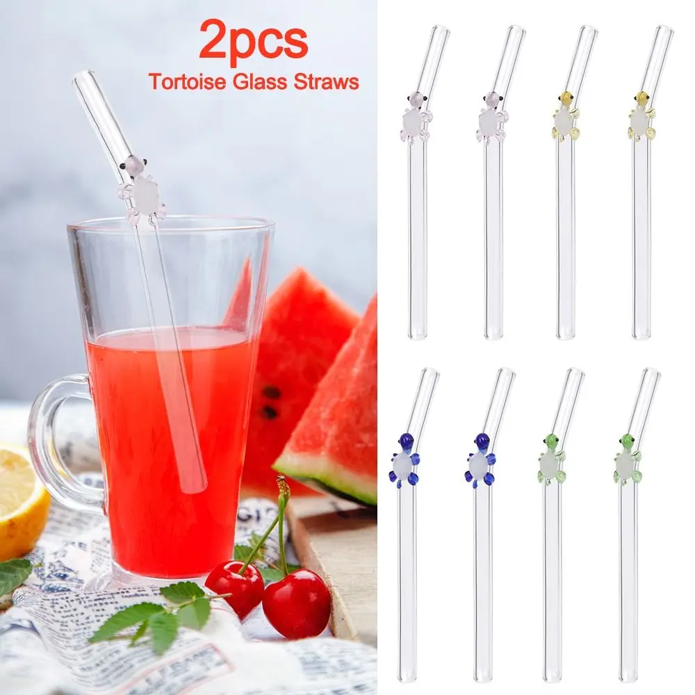 Portable Glass Tortoise Glass Straws Reusable Cartoon Drinking Straws Transparent Juice Drink Blender Stick Drinkware