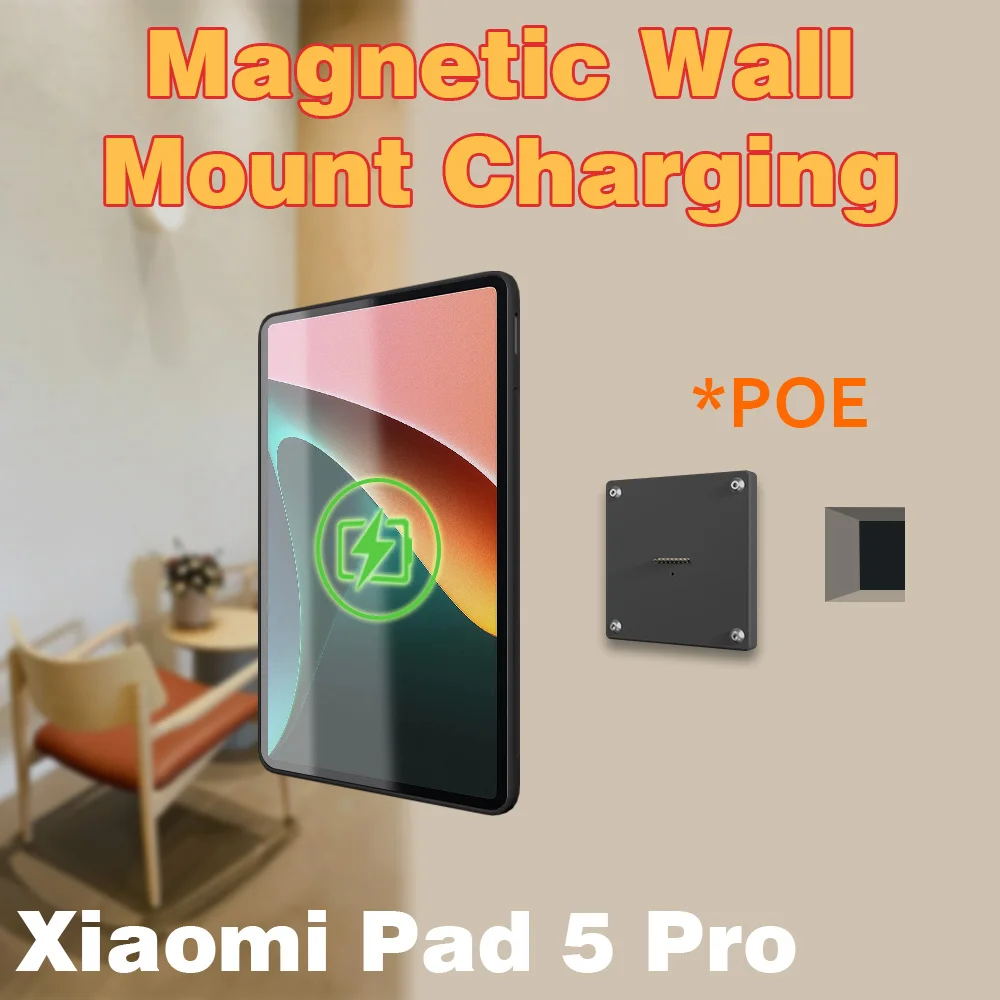 POE Magnetic Wall Mount for Xiaomi Pad 5 Pro: 18W Quick - Charge Charging Case and Powerful Wall - embedded Magnets for Ultimate