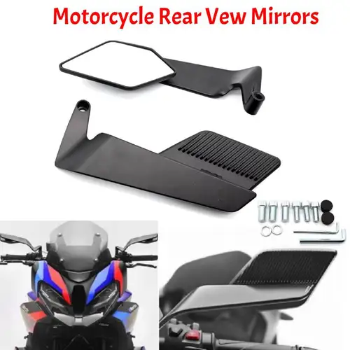 Espejos de motocicleta, espejos de ala fija plegables, rotación ajustable, espejos traseros de 8mm y 10mm para Honda, Yamaha, Kawasaki, espejo lateral