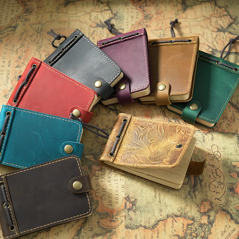 Mini cuaderno de bolsillo, cubierta de libro de composición recargable de cuero, Bloc de notas para escribir