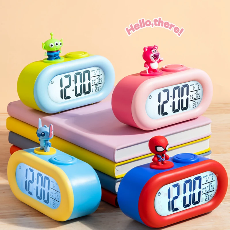 2024 Disney Children'S Cute Electronic Alarm Clock Mute Clock Doll Electronic Clock Multi-Function Alarm Clock For Students