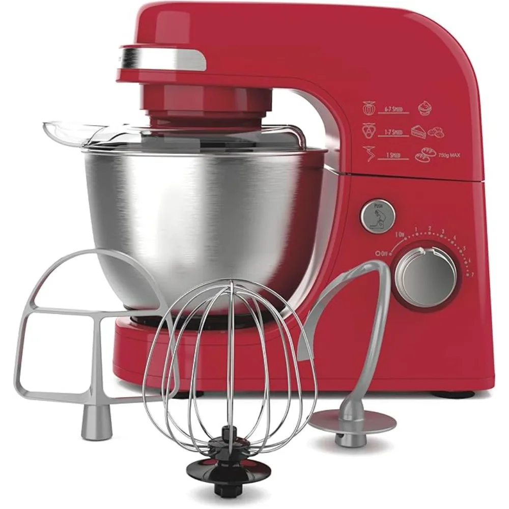 

4Qt. Electric Stand Mixer with Whisk, 7 Speeds Dough Hook and Flat Beater Attachments, Splash Guard, Food Mixers