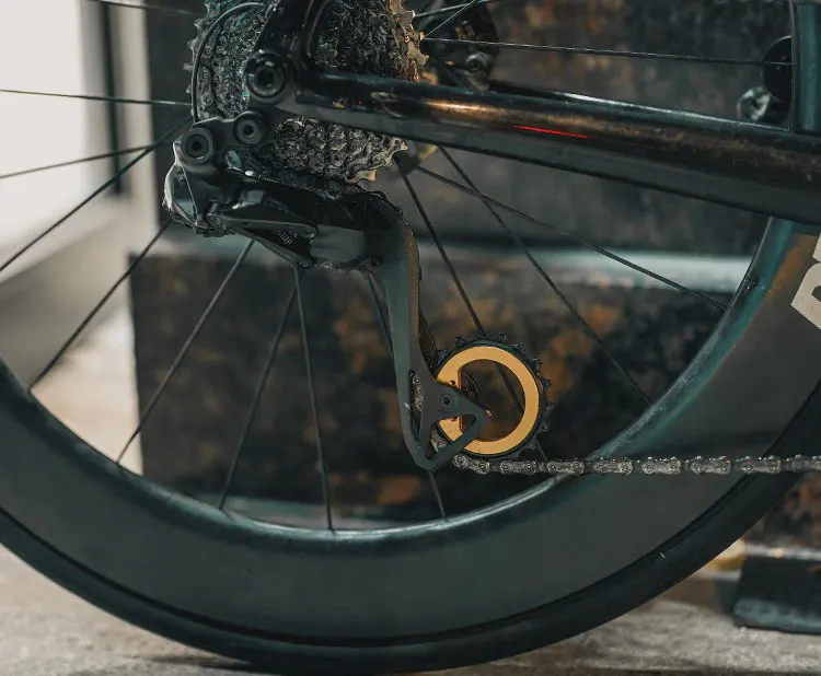 18T Exzentrisches Fahrrad-Schaltwerk-Führungsrad mit Vollkeramiklager, selbstschmierend, rostfrei, keine Schmierung erforderlich, aus Legierung – Detail 6