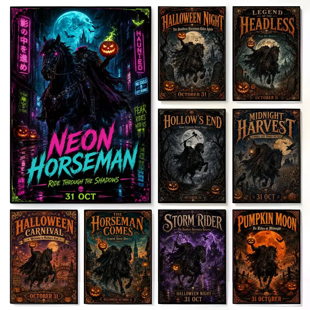 Halloween Headless Horseman Poster American Film Mural Home Childrens Room Wall Decor Print