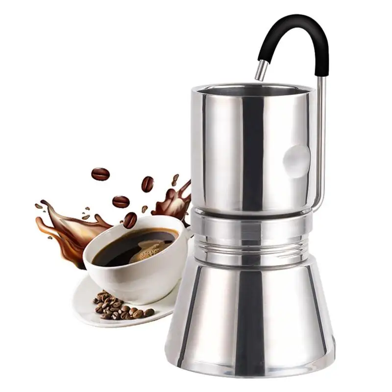 Stovetop Espresso Maker Stainless Steel Moka Pot Coffee Maker Coffee Distiller Maker Travel Espresso Coffee Making Tool Travel