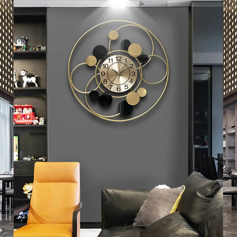 Simplicity Wall Clock Metal Round Living Room Decoration Hang on The Large Pocket Watch Home Furnishings