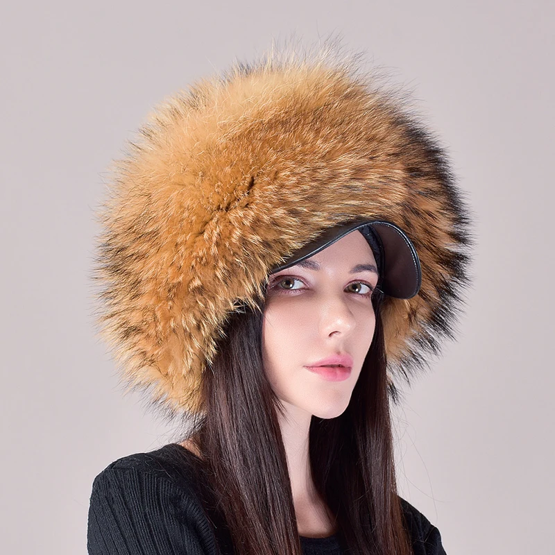 2024 New Fashion Earflap Hat Winter Women\'s Hat Real Fox Fur Hats Headgear Russian Girls Real Fox Fur Beanies Cap