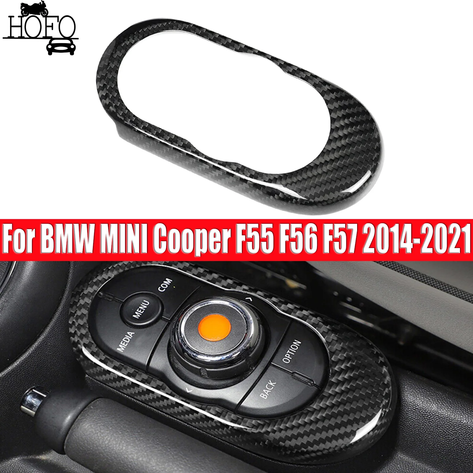 

Для BMW MINI Cooper F55 F56 F57 2014-2021 настоящее углеродное волокно, рамка центральной кнопки управления, накладка