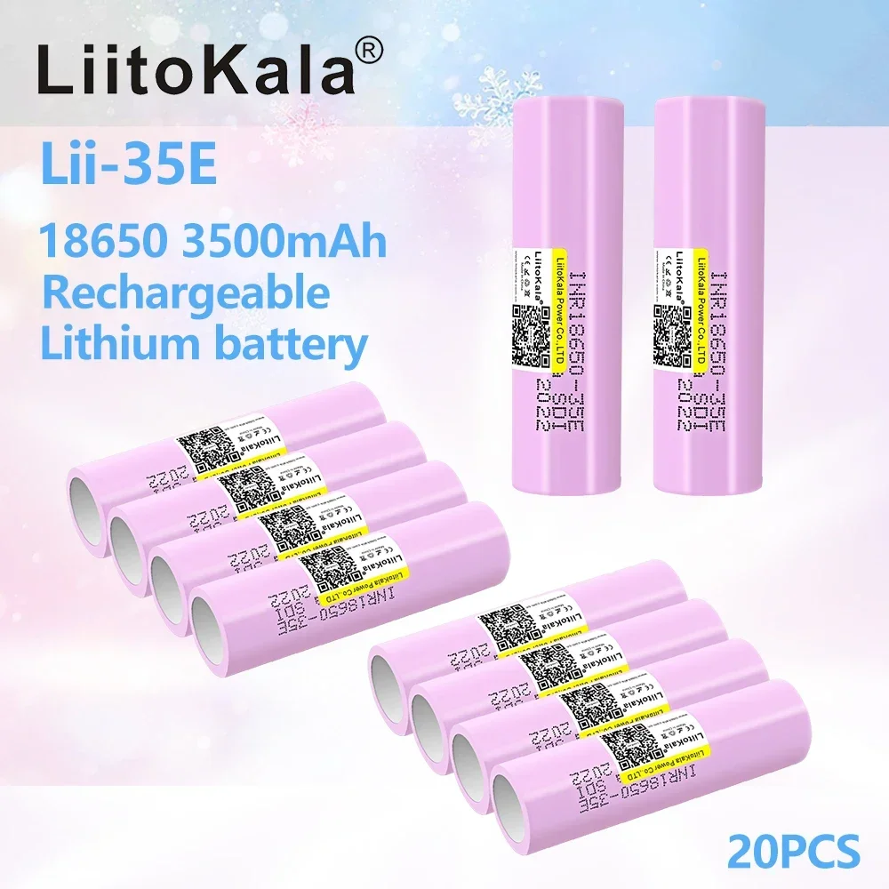 

20PCS LiitoKala 35E 18650 3500mAh 20A discharge INR battery Li-ion 3.7v rechargable Battery