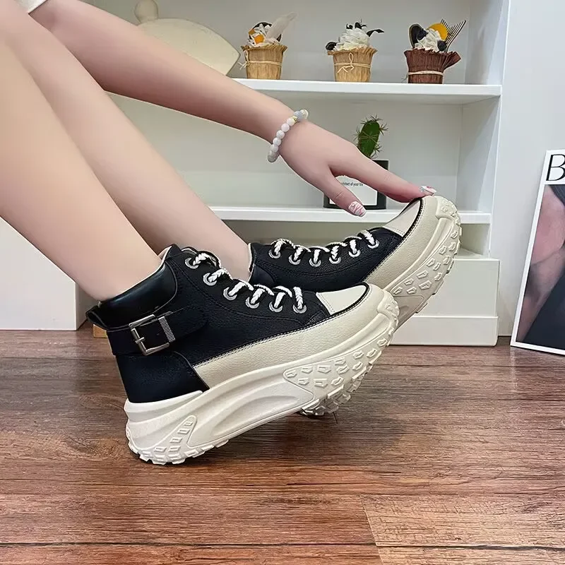 Sneakers Platform Women's sports Vulcanized Shoes Women Lace Up Platform Sneakers Thick Bottom boots Tenis Feminino zapatillas