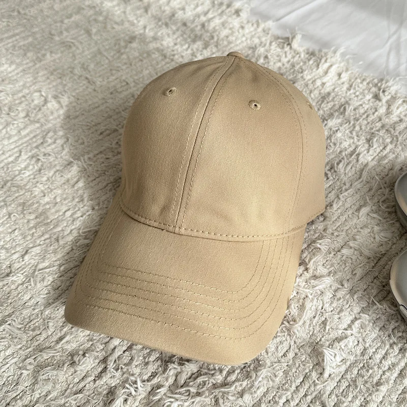 Korean-style soft-top plain baseball cap with large head circumference, new model with wide brim and deep crown