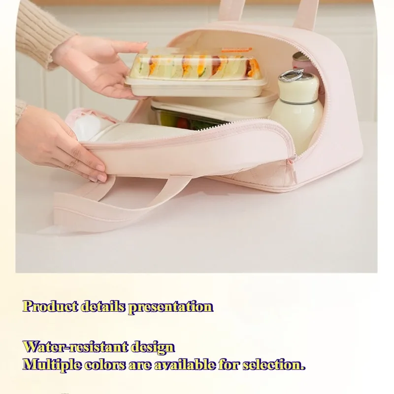 Große Isolierte Lunch-Tasche für Frauen PU-Leder Gesteppte Lunch-Tasche Auslaufsichere Thermische Kühltasche für Arbeit Picknick Reisen Niedliche Lunchbox – Detail 9