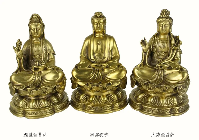 Special offer--TOP collection Home Decor Religious Three Western Saints statue of Buddha Bodhisattva Buddhism Brass Decoration