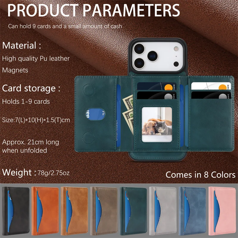Phone Case For Apple iPhone 17  Magnetic Wireless Charging 17Promax 17 Leather Flip Wallet Cover Protective Case