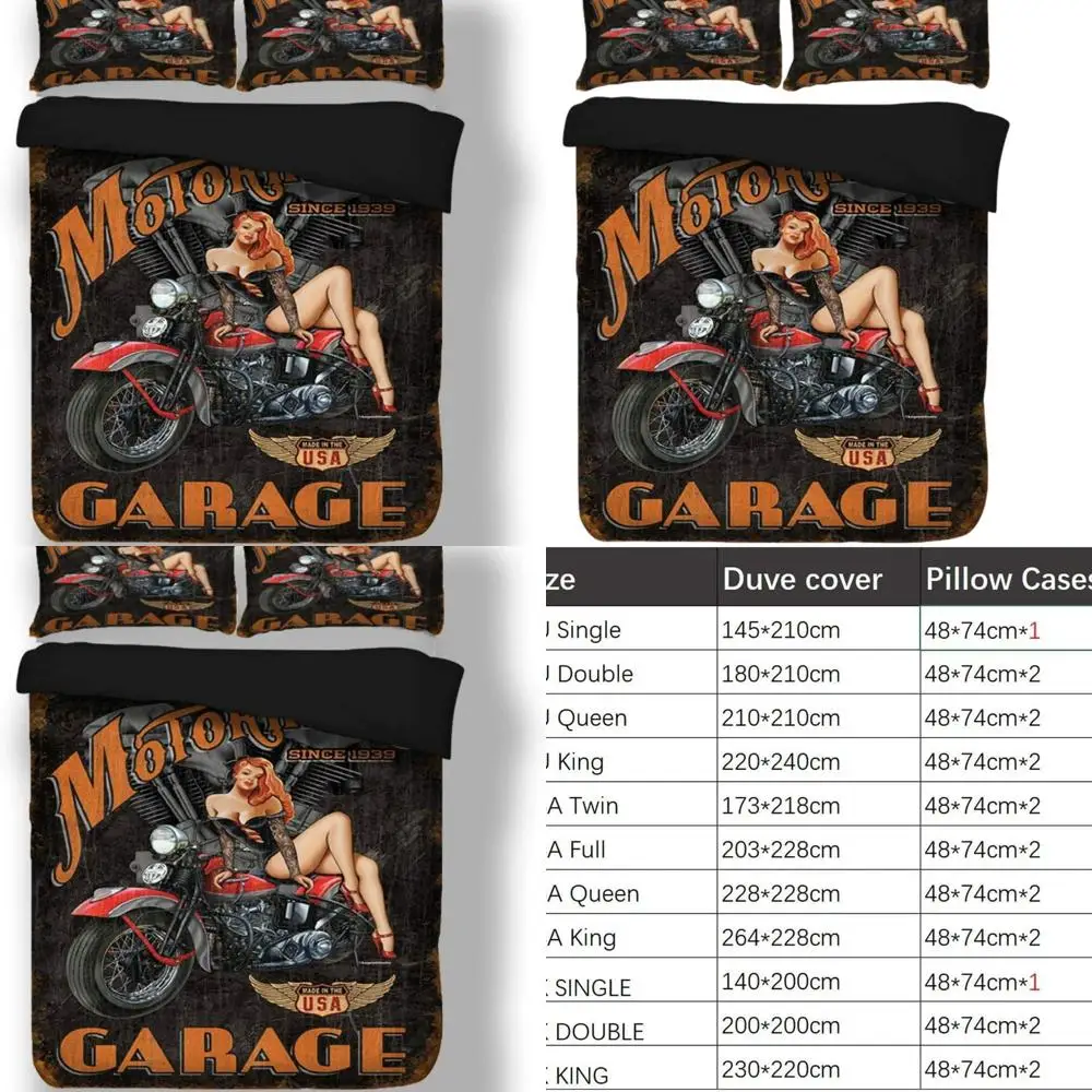 

Motorcycle Themed 3D Print Bedding Set, Sexy Beauty Design, Duvet Cover & Pillowcases, US Twin Size
