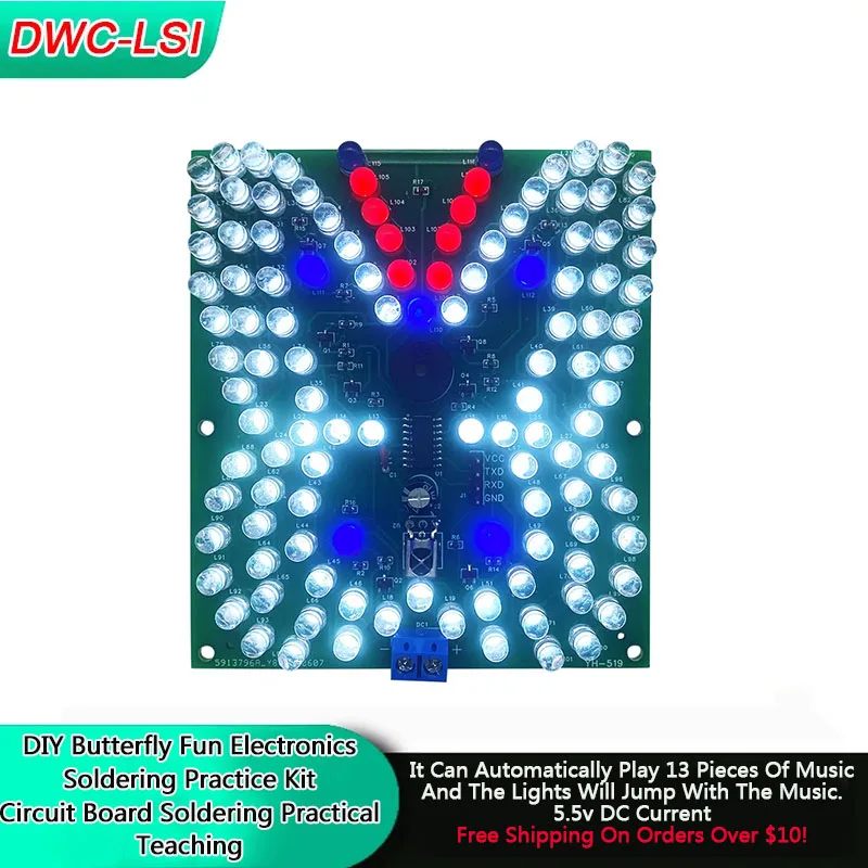 kit-diy-de-led-piscante-borboleta-diversao-e-pratica-de-soldagem-eletronica-55v-placa-de-circuito-pcb-para-ensino-e-pratica-de-soldagem