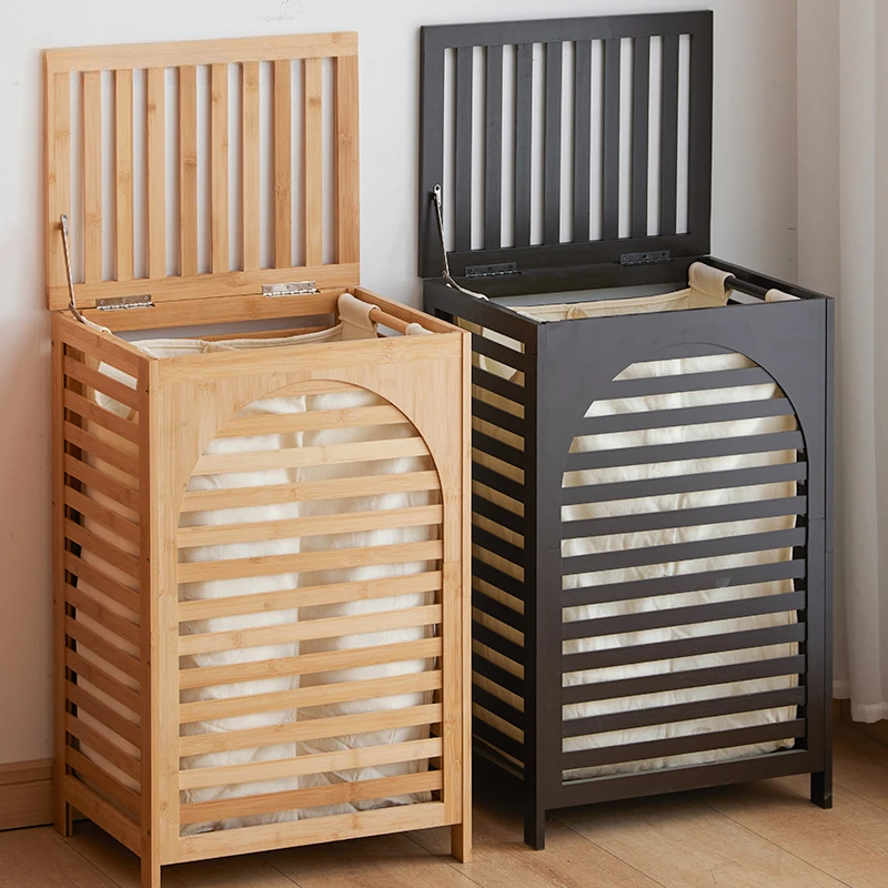 

Large Capacity Foldable Laundry Hamper with Lid Dividers Dirty Clothes Storage Basket Washing Organizer Home Laundry Baskets