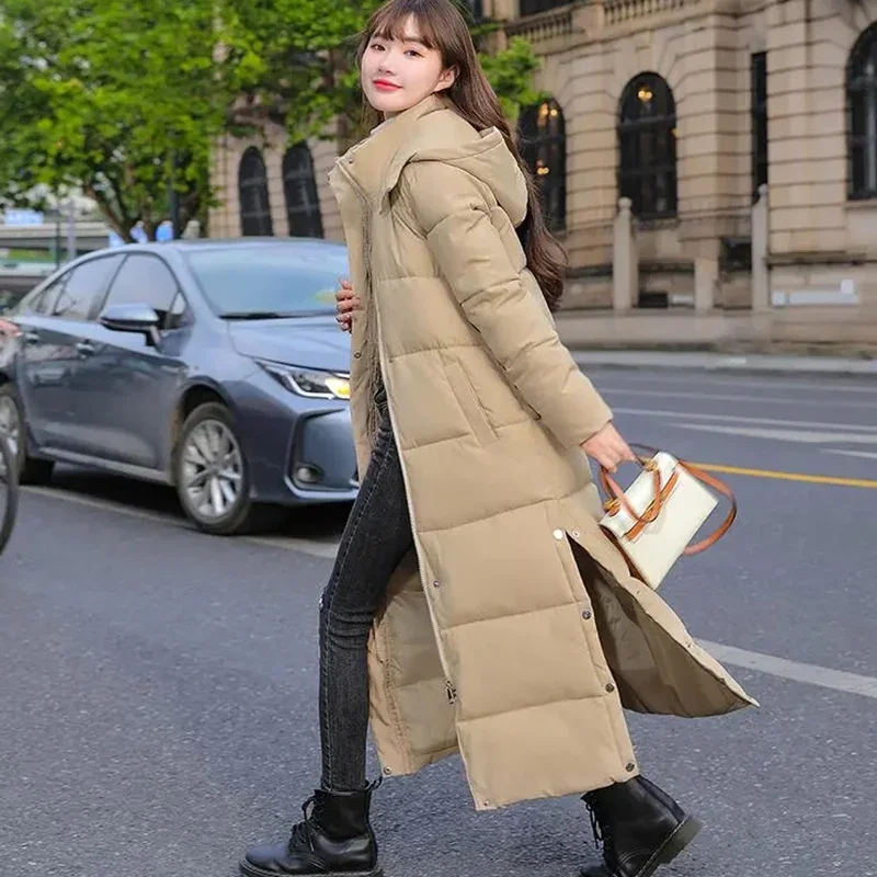 New Female Down Cotton Coat Loose Hooded Parka Overcoat Long Winter Jacket Women Clothes Warm Padded Jackets Oversized Outerwear