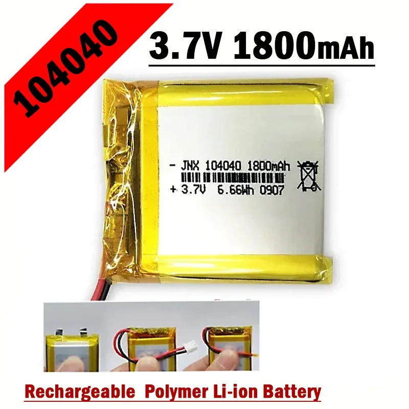 100% New 104040 3.7V 1800mAh Rechargeable Li Polymer Li-ion Battery for GPS DVD Mobile Phone Smart Watch Massager PAD E-books