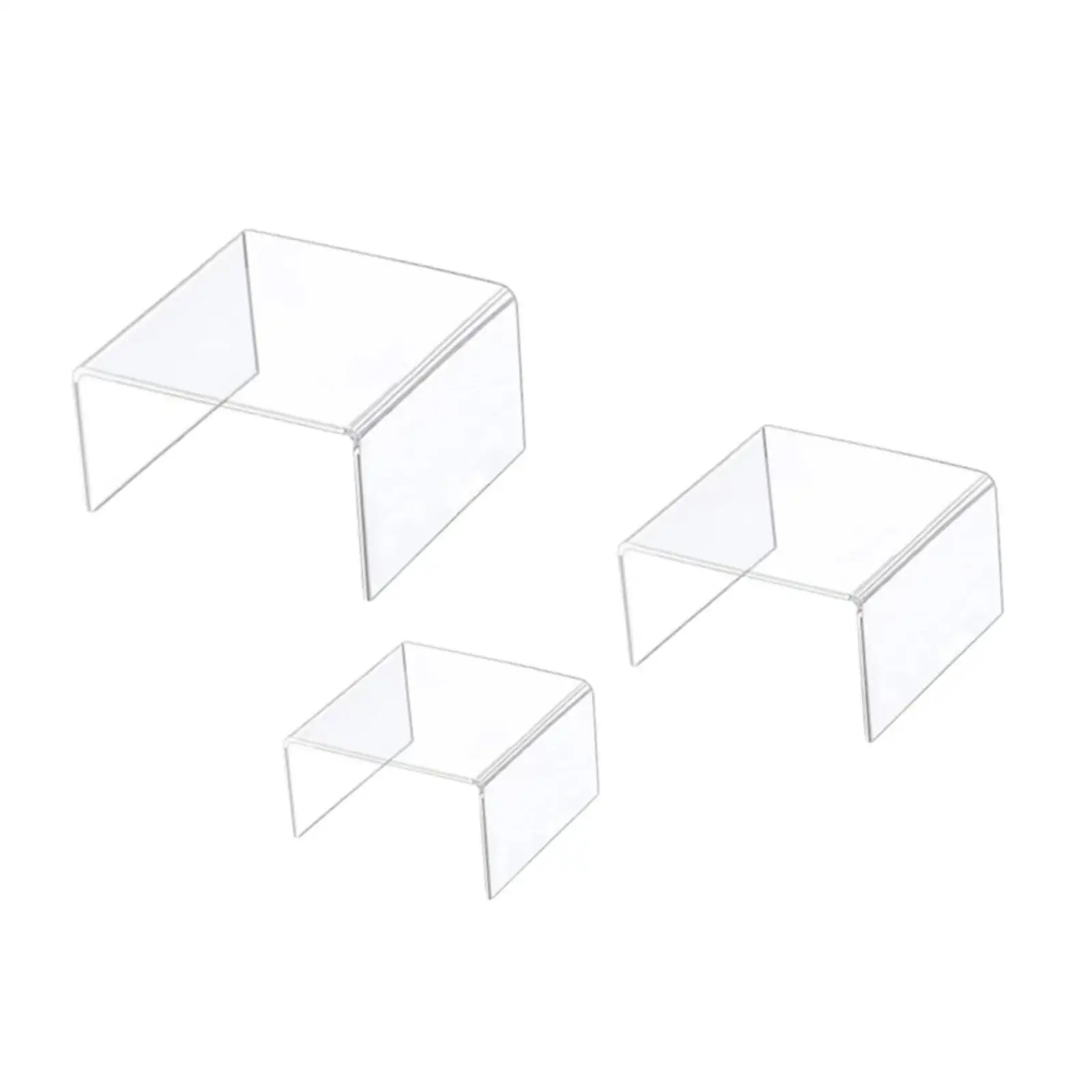 

3x Acrylic Risers Clear Rectangular Multi Use Cupcakes Holder Perfume Organizer for Party Figures Perfume Showcase Collectibles