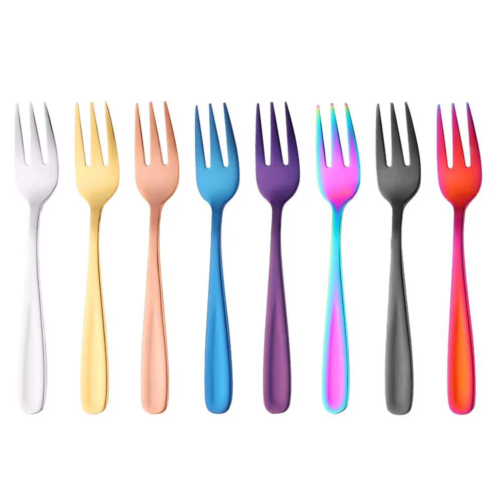 

8pcs Cake Fork Fruit Dessert Forks Stainless Steel Smooth Suitable Cafe Beach Party Home Mini Size Perfect Appetizers