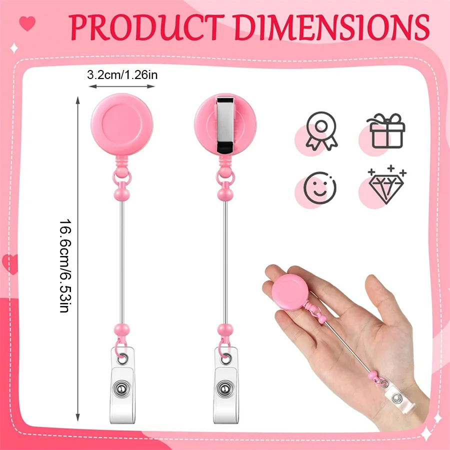 6/12pcs Blank DIY Bead‑able Badge Reel, Retractable ID Reel with Bead‑Threading Stem for Hand‑decor Projects, Medical Staff XJM