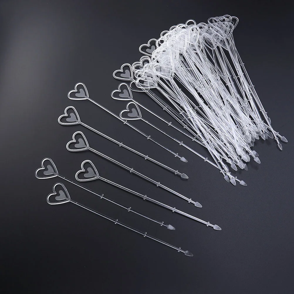 

80Pcs Heart Shape Flower Insert Card Clips Plastic Labels for Wedding Bridal Shower Anniversary Party Decorations Flower Shop