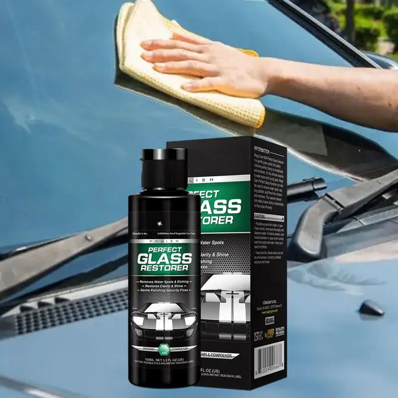 Powerful Car Glass Oil Film Cleaner 100ML Window Glass Cleaner Oil Film Remover with Sponges Anti-Rain Fog Oil Stain