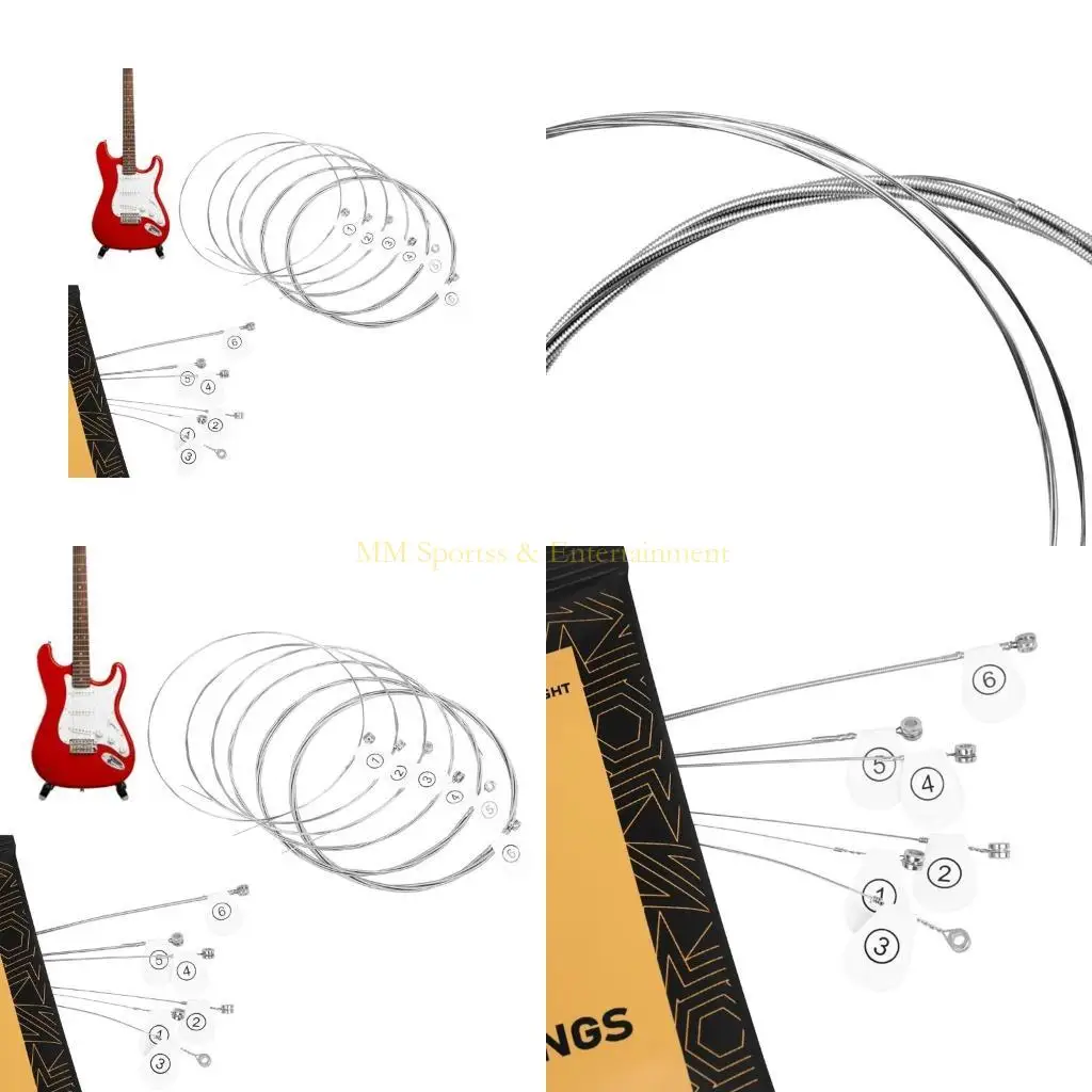 

31be 6pcs Струны электрогитары блестящие струны качества звука для 6 струнных гитарных аксессуаров мощно 10-46