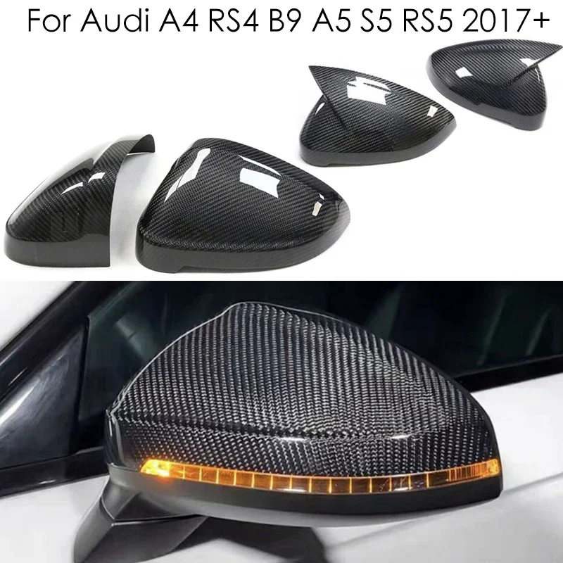 For AUDI A4 S4 RS4 B9 A5 S5 RS5 2017 2018-2024 Real Carbon Fiber Car Wing Rear view Side Mirror Cover Car Styling Add On Style