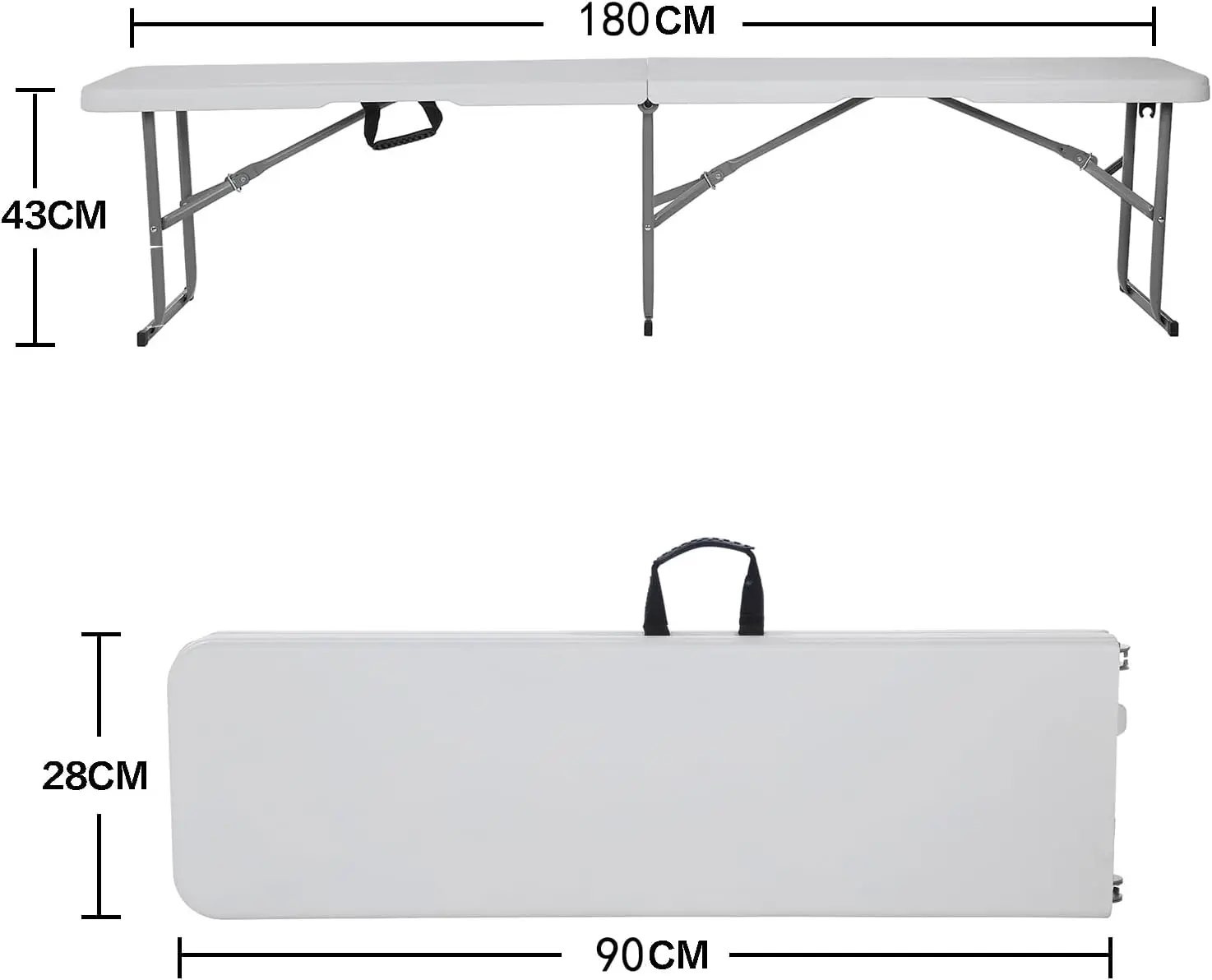 Bench White Plastic, Stackable Indoor and Outdoor Folding Stool, Used for Wedding Backyard Activities, Conference Room Festivals