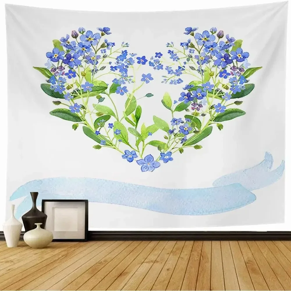 Romantic Heart Shape Floral Tapestry Office Living Room Decoration Home Wall Tapestry