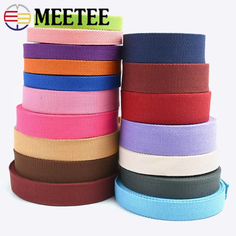 2Meters  20-38mm 2mm Thick Polyester Cotton Webbings for Backpack Strap Belt Canvas Ribbon Bias Binding Tape DIY Sewing Craft