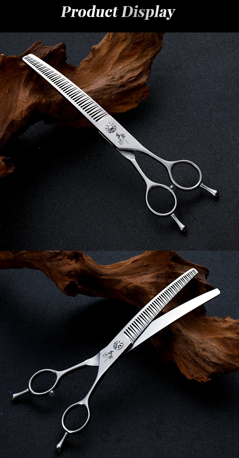 Fenice 7,0 Zoll VG10 Stahl 3d Gradient spurlose Zähne Haustier gebogen/gerade Chunker Schere Lager Schrauben Haustier Pflege Schere – Detail 17