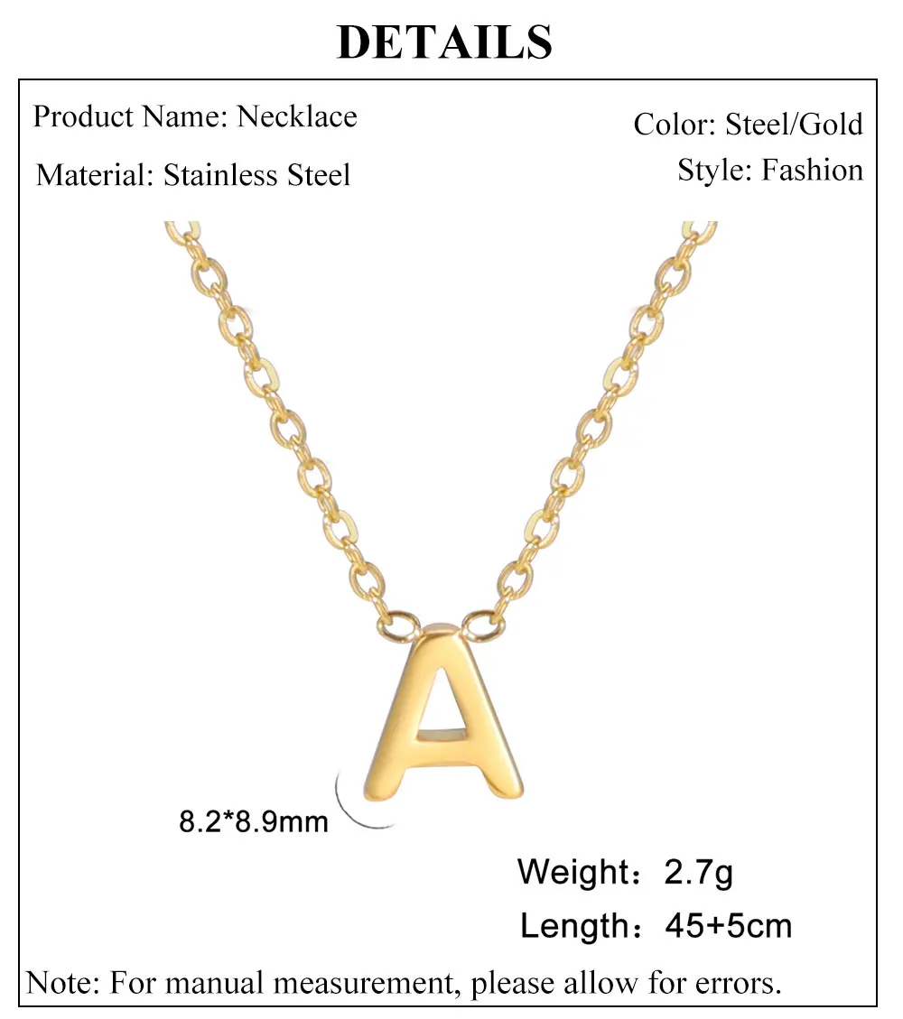 Cazador Minimalistische Initial A-Z Buchstaben Halskette für Frauen Alphabet Edelstahl Halsband Ketten Schmuck Geburtstagsgeschenk Großhandel – Detail 8
