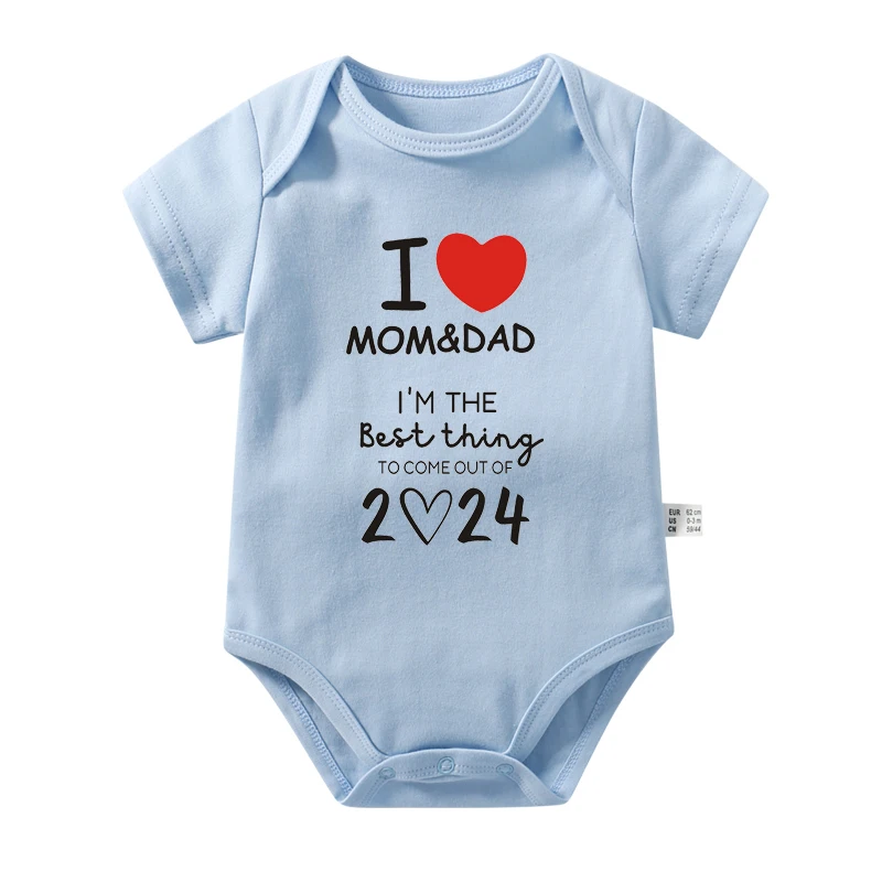 I\'m The Best Thing 2024 Newborn Baby Rompers Cute I Love Mom and Dad Infant Summer Bodysuits Short Sleeve Boys Girls Clothes