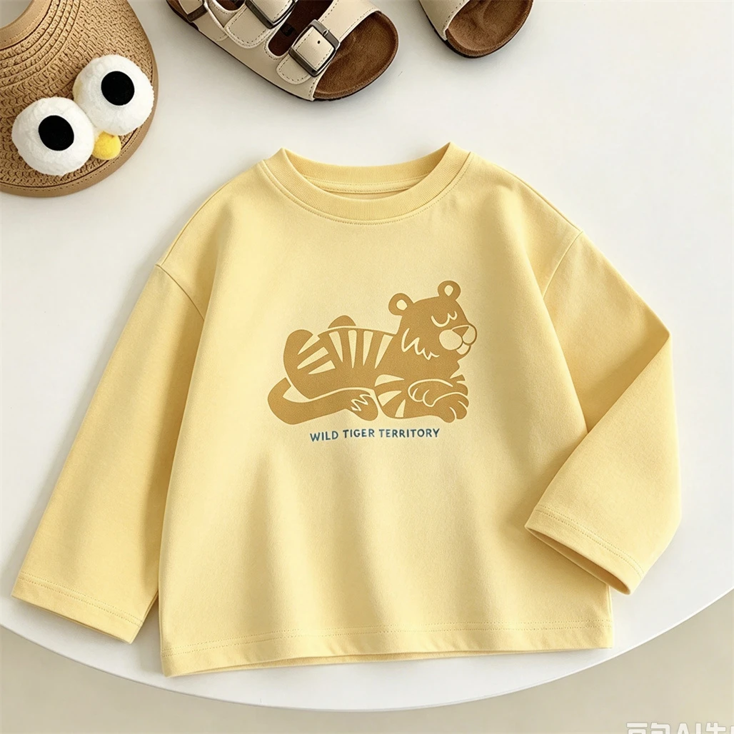 Printing Tees For Boys And Girls Casual Sports Clothes Toddler 2026 New Design Cartoon Tops Thin Loose Infant Pure Cotton Wear