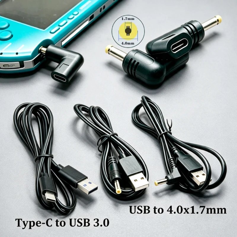 Cltgxdd 2 Stück 5V Typ-C zu DC Ladekonverter USB zu DC 4,0x1,7mm Stromkabel Geeignet für PSP 1000 2000 3000 0,8M – Detail 1