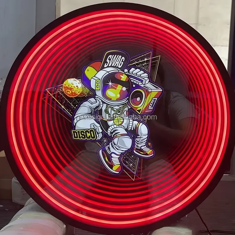 Custom Dimmable Waterproof LED Infinity Deep Abyss Mirror with Custom Logo for Barbershop Salon Advertising Wall Hanging