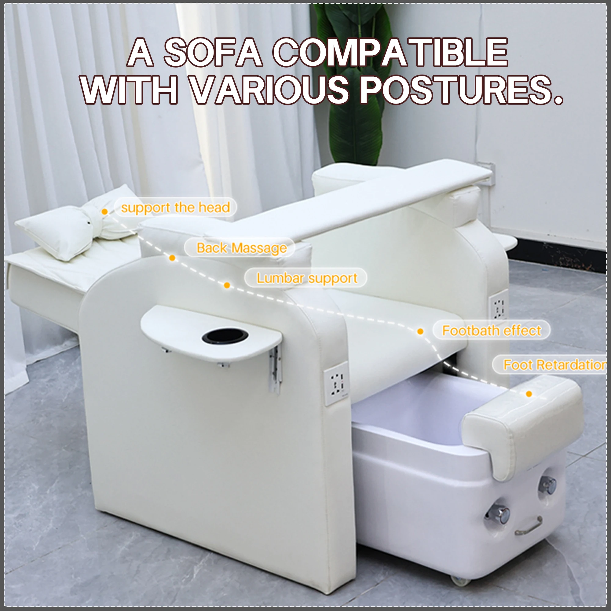 Chaise de Station de manucure, banc de pédicure, bain de pieds, Massage Spa inclinable électrique de couleur blanche