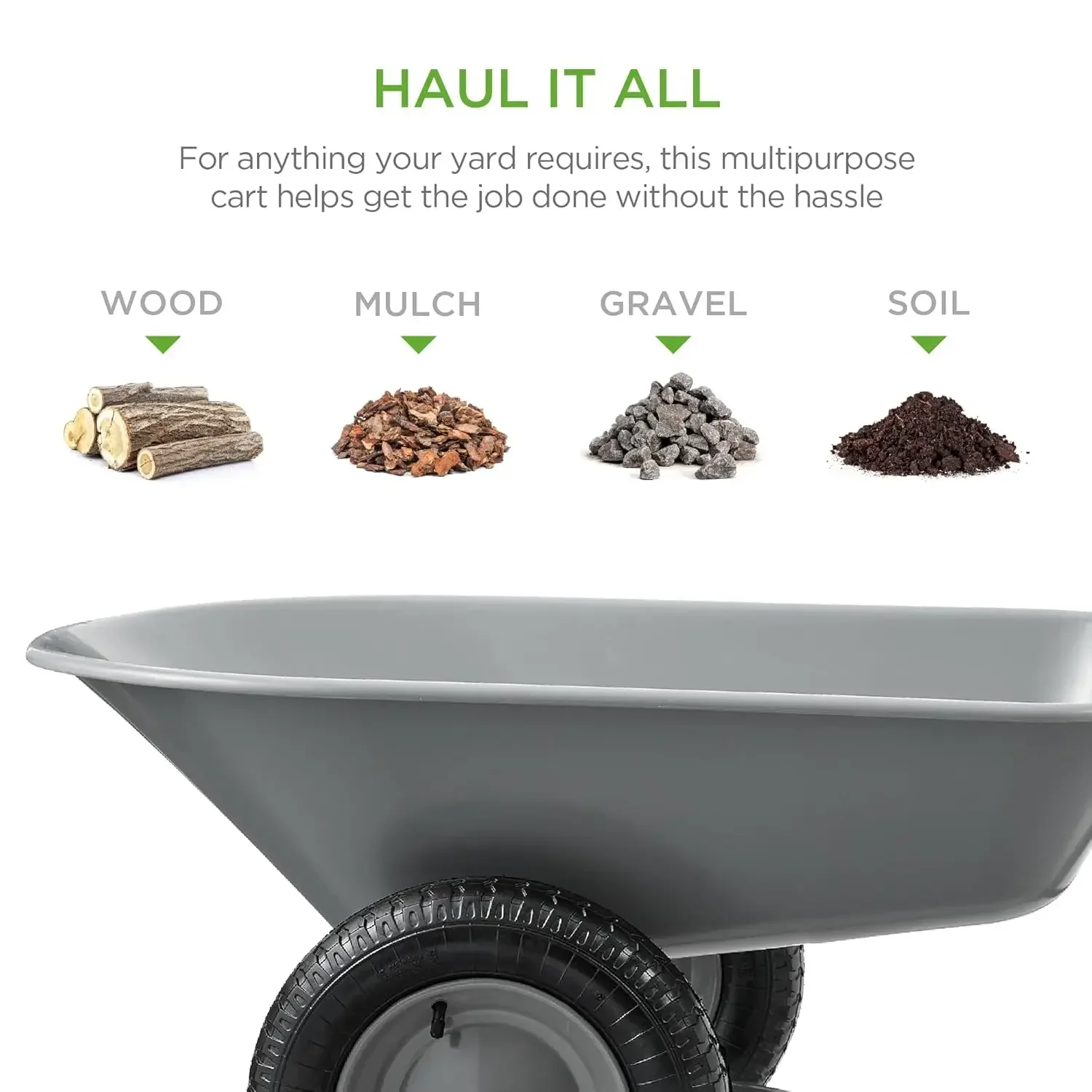 

[Best Seller, Limited Stock!]Dual-Wheel Home Utility Yard Wheelbarrow Garden Cart w/Built-in Stand for Lawn, Gardening, Construc