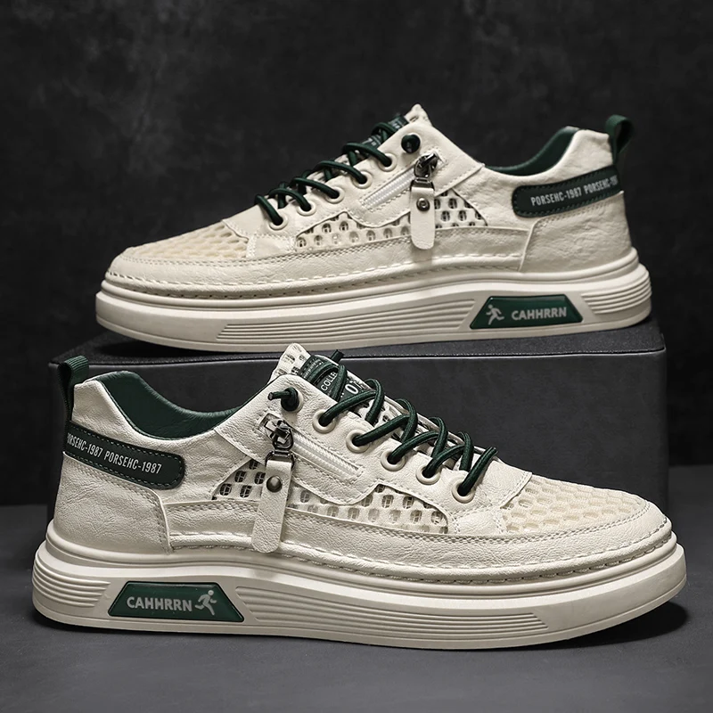 

Men's Running Shoes Breathable Mesh up Sneakers Summer 2025 New Style Agan Thick Bottom Large Hole Sports Casual Shoes