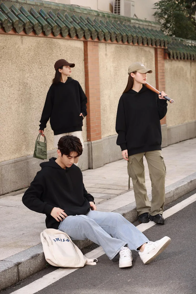 Winter New Arrival Classic Unisex Oversize Drop Shoulder Loose Pullover Hoodies with Kangaroo Pocket Blank Sweatshirt Hoodies