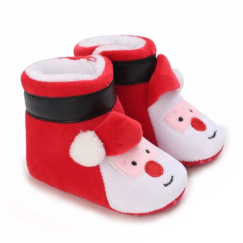 Winter New Baby Snow Boots Cotton Boots With Wool Yarn Boots Christmas Deer 0-1 Year Old Soft Soled Men And Women