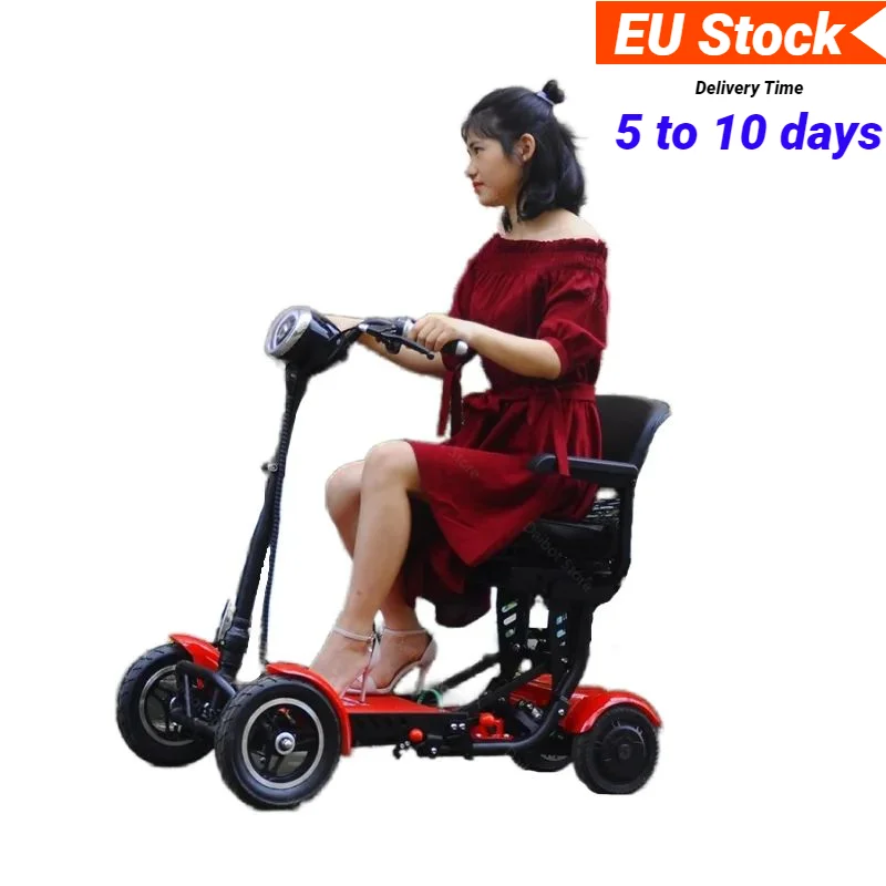 

EU Stock 10-Inch Electric Four-Wheeled Scooter Elderly Disabled 250W Dual Motor Foldable Lightweight Mobility Scooters with seat