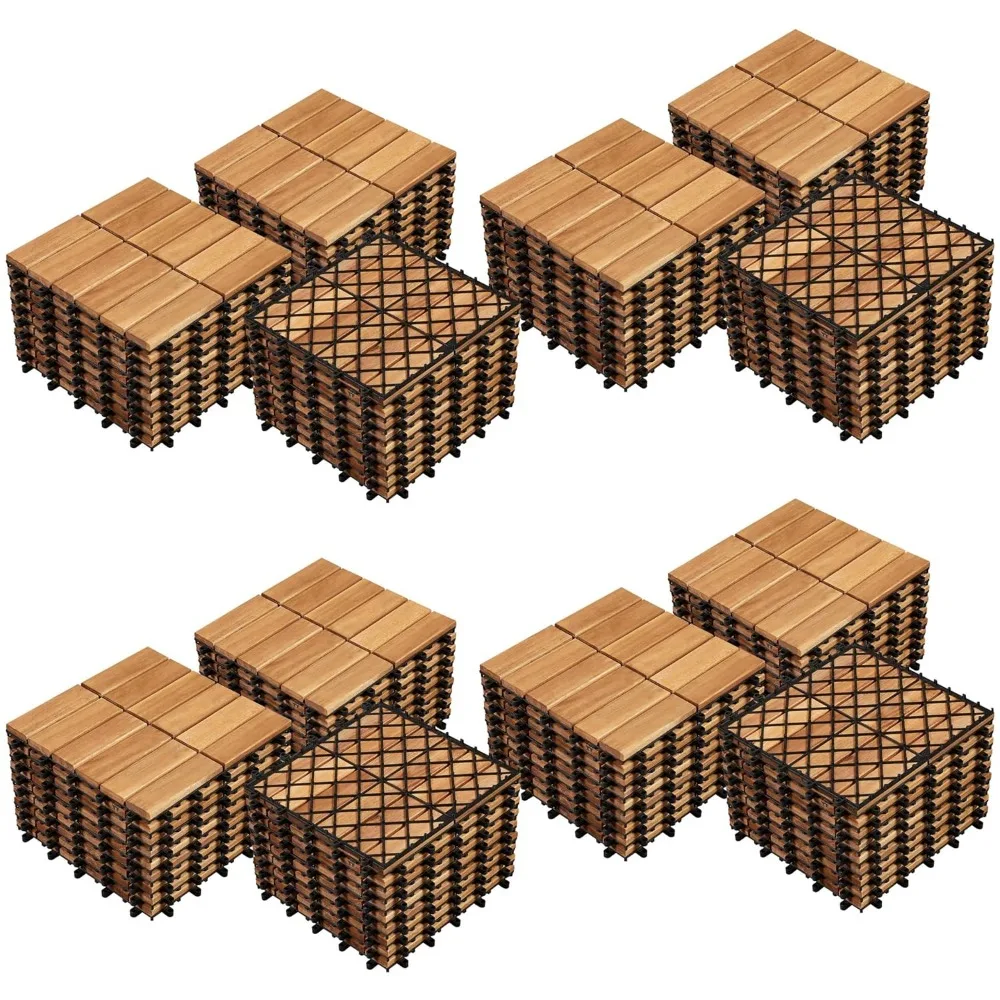 

108pcs Acacia Wood,Interlocking Deck Tiles with Non-Slip Surface,Easy Snap Waterproof Flooring Tiles for Indoor Outdoor,Crackin