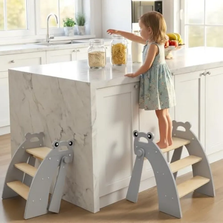 

Step Stool for Toddlers, Stool for Bathroom Sink, Foldable Toilet Potty Training Bamboo Wooden Stool with Handles and Non-Slip