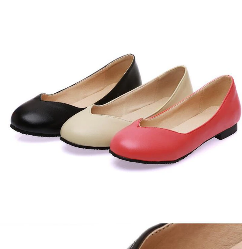 

SIMLOVEYO Female Mujer Women's Classic Flats Black Red White Pink Fashion Sweet Party Style Big Sizes 31-33 44-47 Spring Casual
